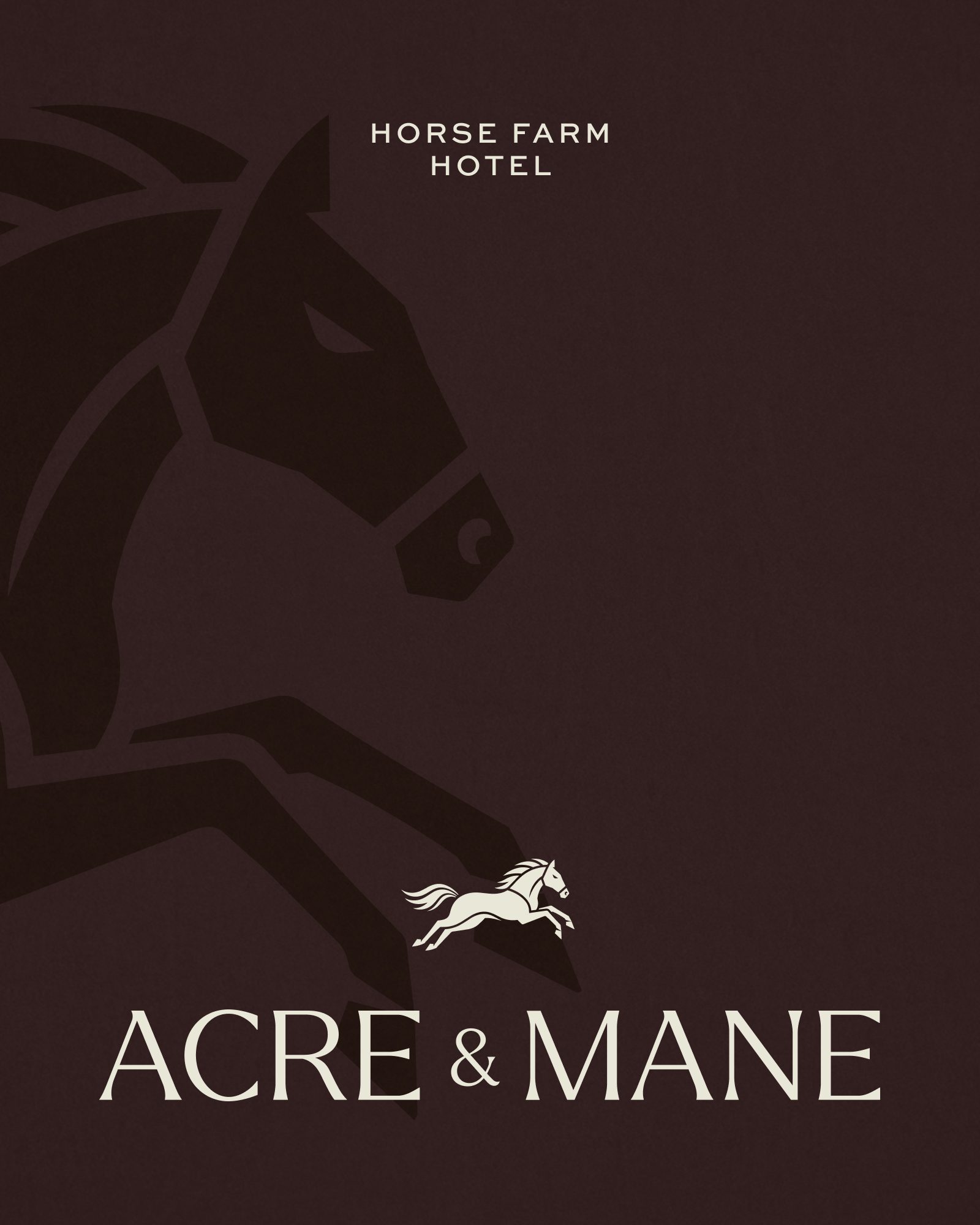 Acre & Mane horse logo on a dark maroon background